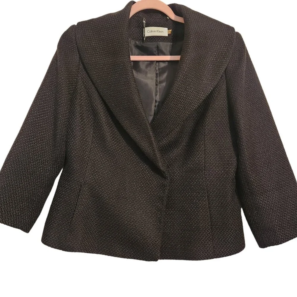Calvin Klein Lined Black Jacket Size 12 - Picture 3 of 10